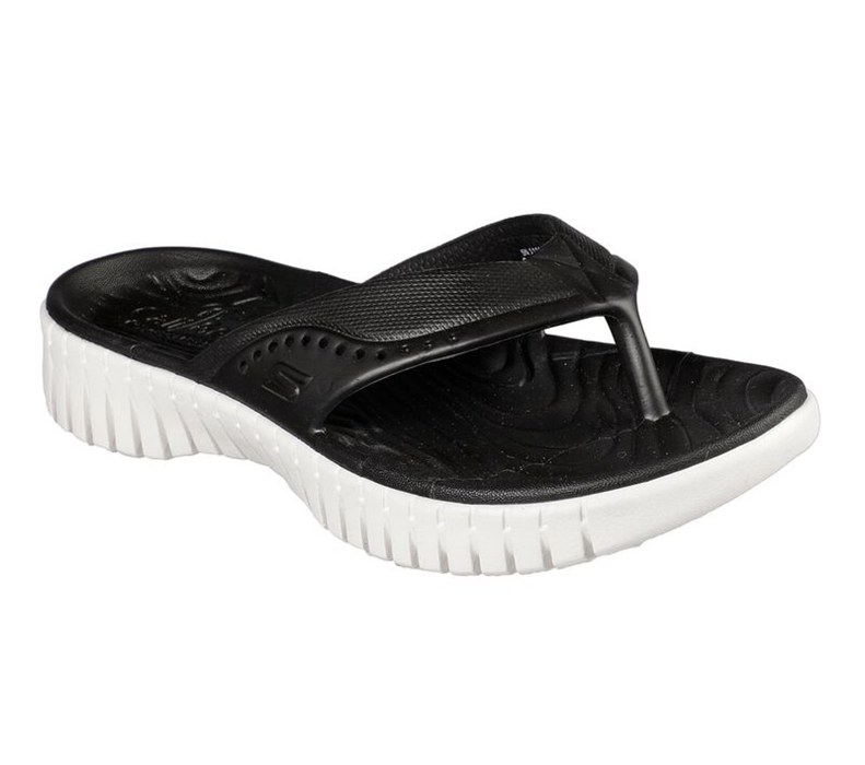 Skechers Cali Gear: Gowalk Smart - Mahalo - Womens Flip Flops Black/White [AU-BQ4710]